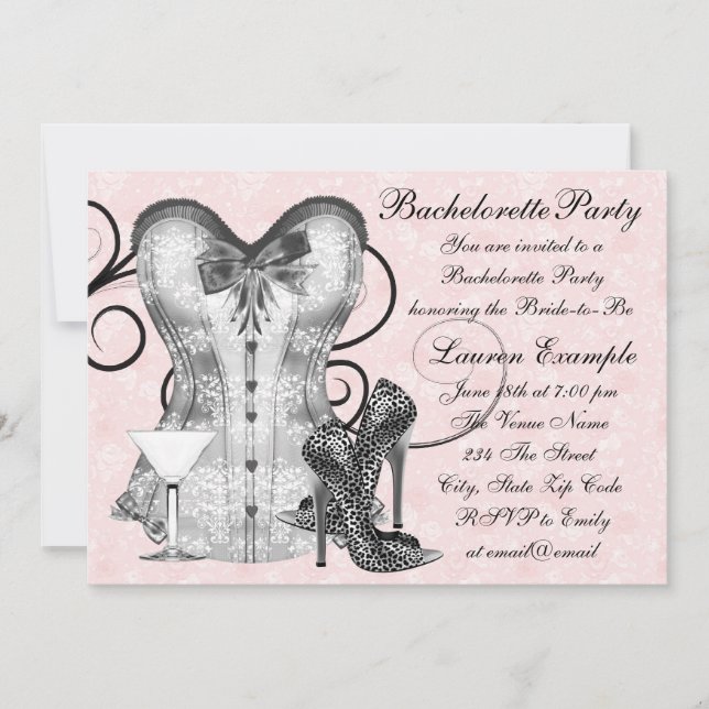 Invitation Rose rose Corse Martini rose Bachelorette (Devant)