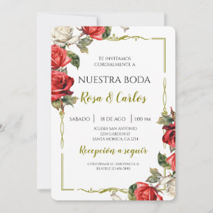 Invitation Rose Rose espagnol Mariage