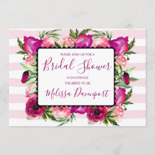 Invitation Rose rose et bouquet de fleurs de pavot Fête des m