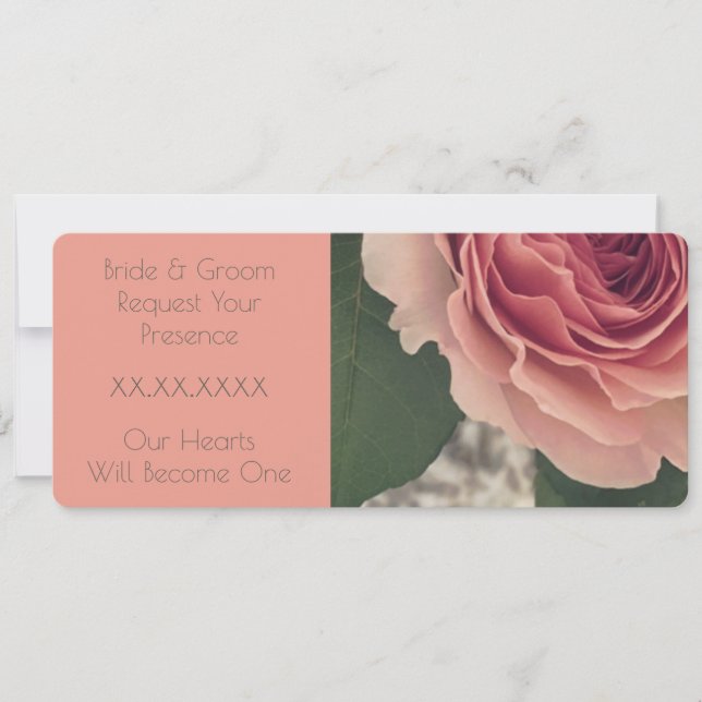 Invitation Rose Rose Et Corail (Devant)