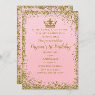 Invitation Rose rose et fête d'anniversaire de couronne de