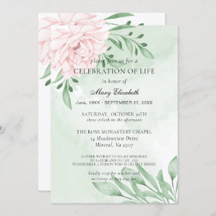 Invitation Rose Rose Eucalyptus Foliage Célébration De La Vie