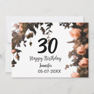 Invitation Rose rose fleur vintage moderne 30e anniversaire