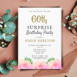 Invitation Rose Rose Floral Feuilles 60e Anniversaire surpris<br><div class="desc">Rose Rose Floral Feuilles Tropical 60e Surprise Anniversaire Invitation pour elle. Venez célébrer le 60e anniversaire d'une femme spéciale ! Rejoignez-nous pour l'honorer avec une fête surprise ! Le thème de cet événement est roses roses et feuilles tropicaux verts - une belle combinaison qui rendra la journée plus spéciale. Parfait...</div>