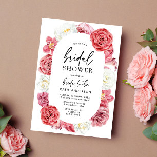 Invitation Rose rose Floral Oval Brunch & Bubbly Douche