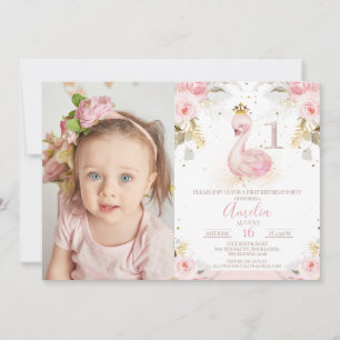 Invitation Rose rose floral photo Princess Swan 1er anniversa