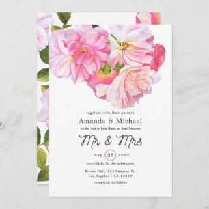 Invitation Rose Rose Garden M. et Mme la Mariage