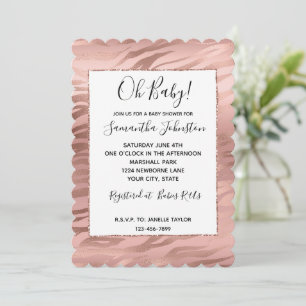 Invitation Rose Rose Gold Glam Zebra Animal