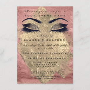 Invitation Rose Rose Gold Pain Parties scintillant de maquill