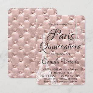 Invitation Rose Rose Gold Paris Quinceañera