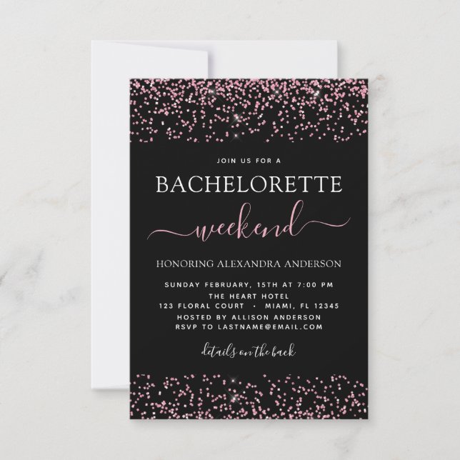 Invitation Rose Rose Gold Parties scintillant Bachelorette We (Devant)