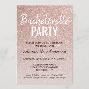 Invitation Rose Rose Gold Parties scintillant Sparkle Bachelo