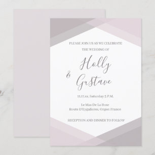 Invitation Rose rose gris blanc Hexagon moderne chic Mariage