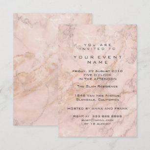 Invitation Rose rose gris or marbre pierre gris événement Lux