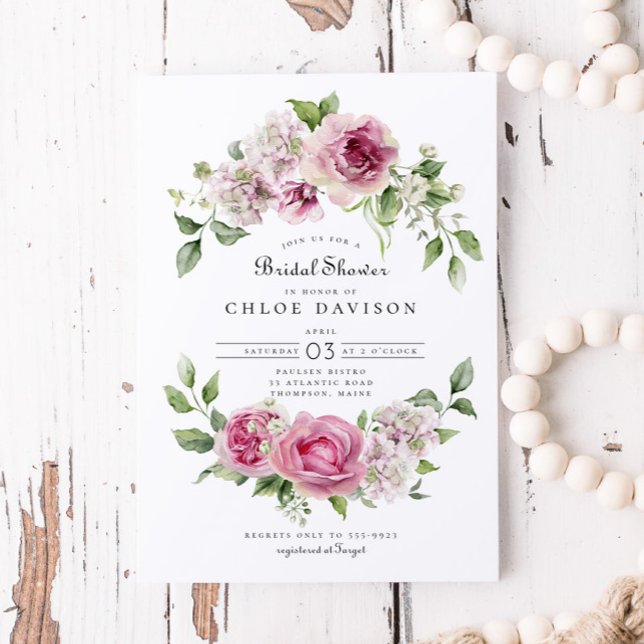 Invitation Rose rose Hydrangea Floral Arch Fête des mariées (Créateur téléchargé)