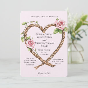 Invitation Rose rose Mariage du coeur floral