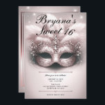 Invitation Rose Rose Or Masquerade Sweet 16 Photo Anniversair<br><div class="desc">Customisez comme vous voulez. Remplacez la photo au dos par votre propre photo ou retirez la photo ensemble.</div>