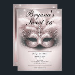 Invitation Rose Rose Or Masquerade Sweet 16 Photo Anniversair<br><div class="desc">Customisez comme vous voulez. Remplacez la photo au dos par votre propre photo ou retirez la photo ensemble.</div>