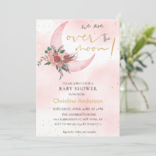 Invitation Rose rose or Nous sommes au-dessus du Baby shower