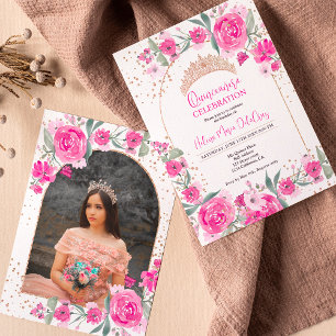 Invitation Rose rose or tiara princess Quinceanera