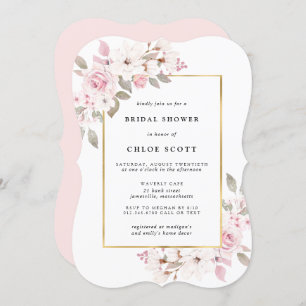 Invitation Rose rose pâle Fête des mariées florale