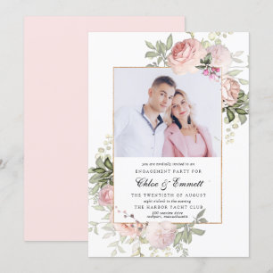 Invitation Rose rose pâle photo de la partie d'engagement