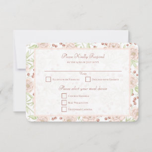 Invitation Rose rose pâle vintage réponse mariage RSVP