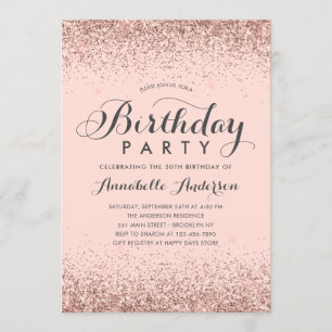 Invitation Rose Rose Parties scintillant Or Étincelle N'impor