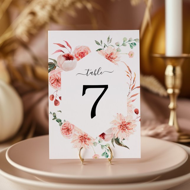 Invitation Rose Rose & Peonies Mariage de Bohême Numéro de ta (Créateur téléchargé)