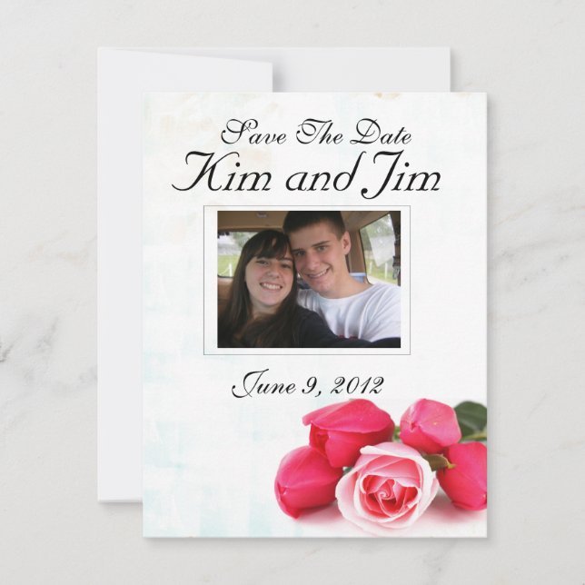 Invitation rose rose pink pour réserver la date (Devant)