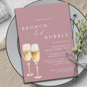 Invitation Rose Rose poussiéreux   Fille Champagne Brunch d'a
