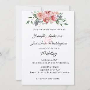 Invitation Rose rose romantique florale
