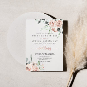 Invitation Rose rose rose classique Mariage