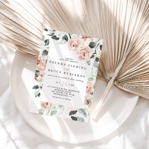 Invitation Rose rose rose classique Mariage Décontracté