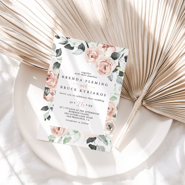 Invitation Rose rose rose classique Mariage Décontracté (Créateur téléchargé)