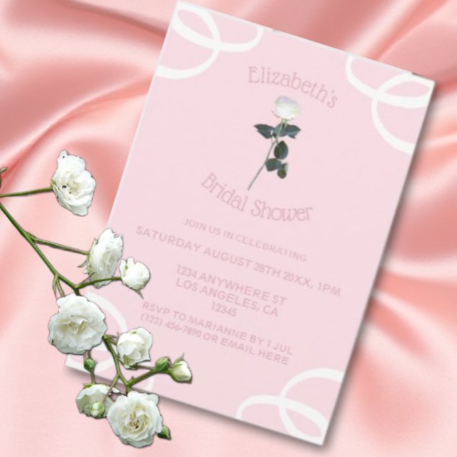 Invitation Rose rose rose rose blanche Fête des mariées (Créateur téléchargé)