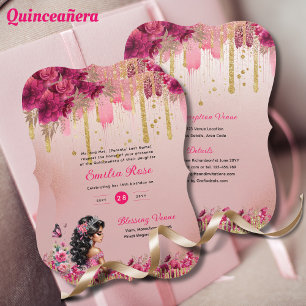 Invitation Rose rose rose rose or Quinceanera robe Roses flor