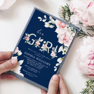 Invitation Rose rose rose rose pâle C'est une fille Baby show