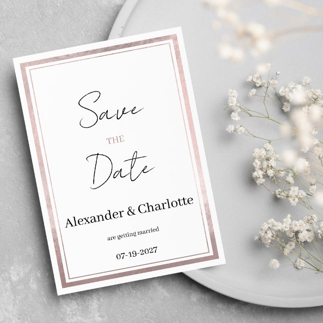 Invitation Rose rose rose rose rose or argent parties scintil (Blush pink rose gold silver glitter Save the Date)
