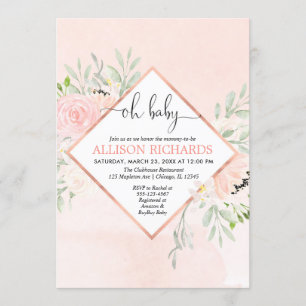 Invitation Rose rose rose rose rose rose or floral fille baby