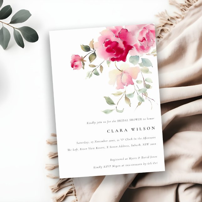 Invitation Rose rose rose rouge rose clair Boho Fête des mari (Créateur téléchargé)