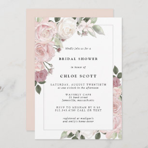 Invitation Rose rose rousse Rustique Floral nuptiale