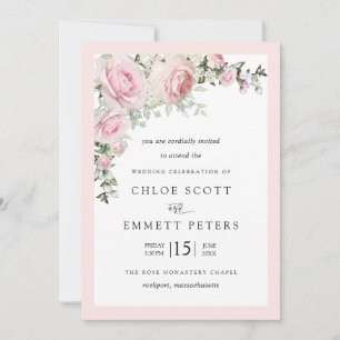 Invitation Rose rose rousse Rustique Mariage floral
