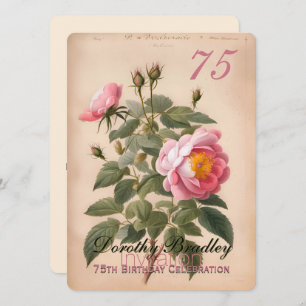 Invitation Rose rose vintage 75e anniversaire Fête 2