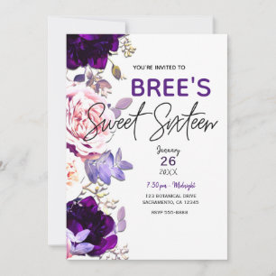 Invitation Rose rose violet Lilac Rose Floral Blanc sucré 16