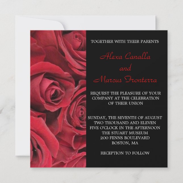 Invitation Rose rouge (Devant)