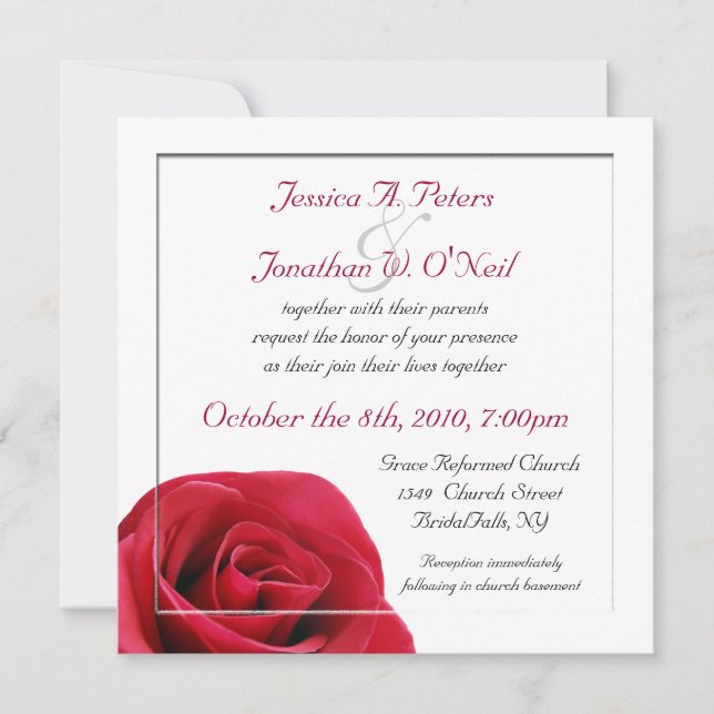 Invitation Rose rouge (Devant)