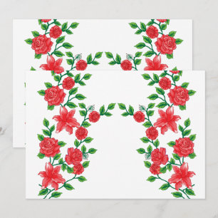 Invitation Rose rouge avec pétales détaillés, représenté dans