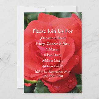 Invitation Rose Rouge En Fleur Floral 