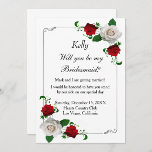 Invitation Rose Rouge Et Blanc Mariage De Noël Bridesmaid